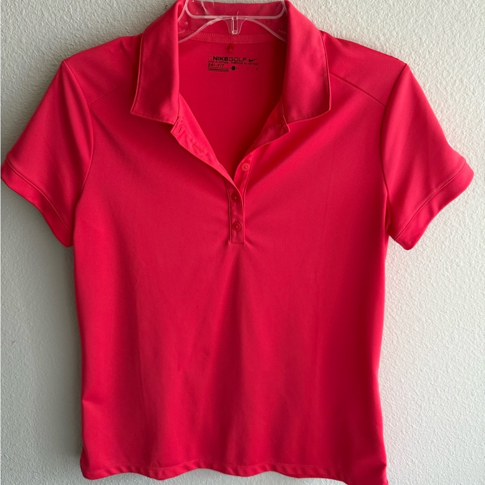 Womens Pink Nike Golf Dri-Fit Shirt Size Large